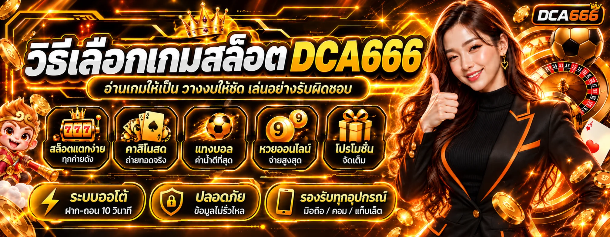 วิธีเลือกเกมสล็อต DCA666 อ่าน RTP วางงบ ทดลองก่อนเล่น